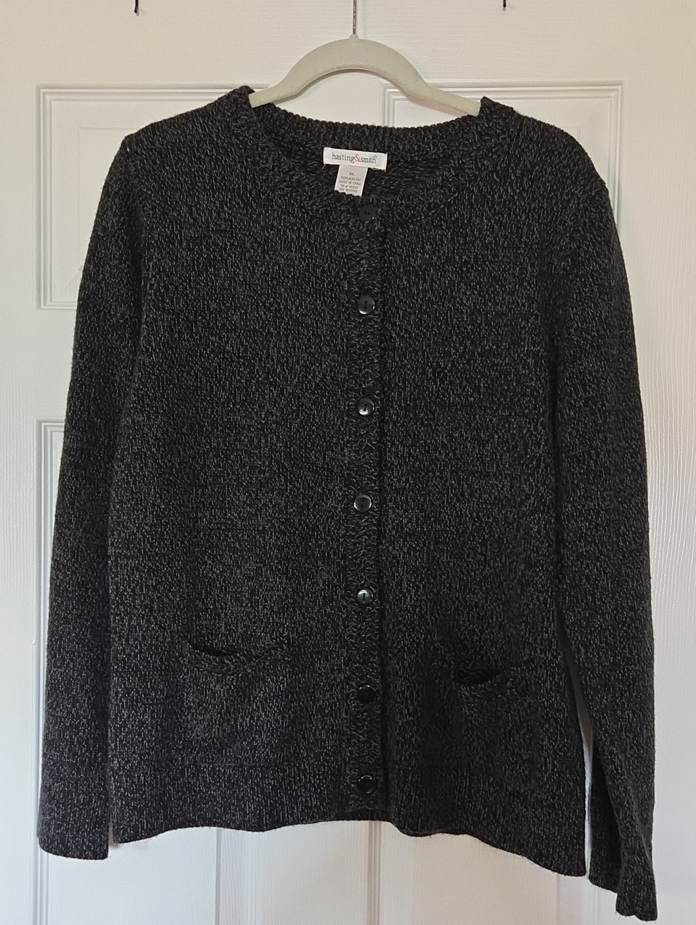 Heathered Black Button-Front Women’s Sweater Cardigan